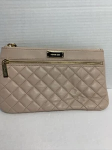Michael Kors Sophie Quilt Leather Large Zip Clutch Light Pink - READ - Picture 1 of 5