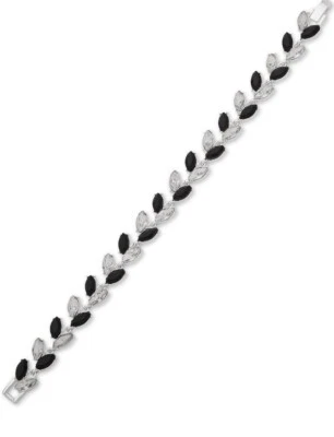 $38 Anne Klein Negro Multi Piedra Tono Plata Pulsera Eslabones #5 Foto 1 de 4