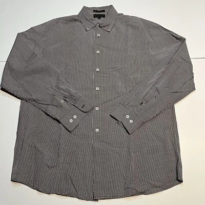 METROPOLITAN LORD & TAYLOR MENS BROWN WHITE CHECK LONG SLEEVE BUTTON UP SHIRT L - Image 1 of 4