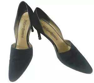 Yves Saint Laurent Damen-Pumps Größe 7 schwarz D'orsay spitz zulaufend Absätze Karriere Arbeit - Bild 1 von 20
