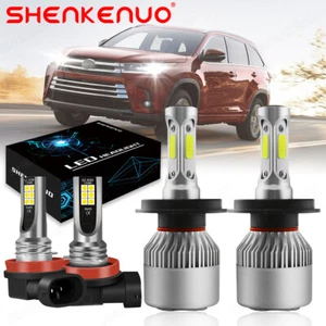 For Toyota Highlander 2008-2010 LED Headlight Fog Light Bulbs Combo Kit H4 H11 - Picture 1 of 12