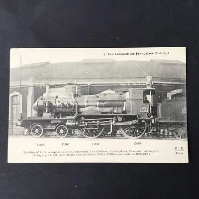 CPA Train Locomotive Française Machine N°C77 PLM 1910 Carte Postale Ancienne - Photo 1/2