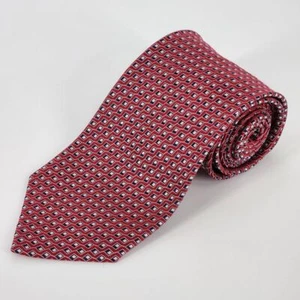 Ermenegildo ZEGNA Red Geometric Micropattern Neck Tie 100% Silk - Picture 1 of 5