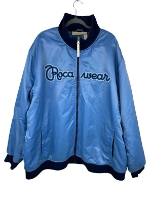 Chaqueta Rocawear Hombres 5XL 90’ Azul Satinado Bombardero Universitario Béisbol Y2K Deletrear Foto 1 de 4