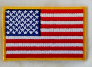 "Bandiera americana cucita su ferro su toppa ricamata 3"" x 2" - Foto 1 di 3