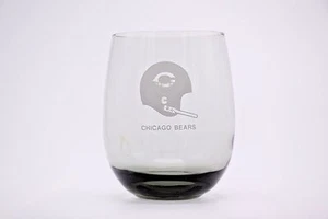 Chicago Bears Roly Poly 4 1/4” 14 oz High Ball Smoked Glass 1970s Shell Oil NFL - Picture 1 of 10
