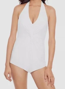 $158 Magicsuit Women's White Solid Theresa Romper One Piece Swimsuit Size 12 - Picture 1 of 4