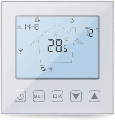 Fußbodenheizung Thermostat WiFi Wasser Heizung Warmwasser 3A, Alexa/Google Weiß - Bild 1 von 4