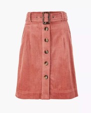 New With Tags M&S Corduroy Belted ladies A Line Mini Skirt Size 12 Long Pink Mix