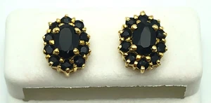14k Gold Earrings set with 2 carats of Natural Sapphires 2.3 grams - Picture 1 of 7