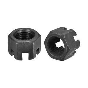 5pcs M16x1.5mm Hexagon Slotted Nut Grade 4.8 Carbon Steel Castle Nuts Black - Picture 1 of 7