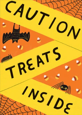 RSVP Caution Treats Inside Bats and Caution Tape 3D Pop Up Halloween Card for Kids