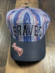 Vintage Atlanta Braves Starter Hat Blue Quilted Rare Brim Snapback Hat 1990s - Picture 1 of 4