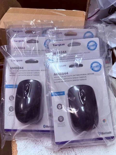 BRAND NEW--(LOT of 6) Targus AMB844 3-Button BLACK Bluetooth Antimicrobial Mouse - Image 1 of 1