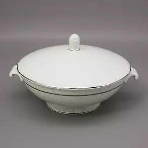 Rosenthal Porcelain 9" Round Vegetable Serving Bowl White Silver Band Germany - Picture 1 of 12