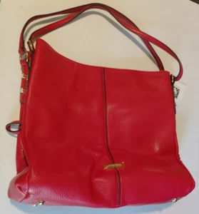 NEW Anne Klein Large Fire Red Pebbled Leather Shoulder Tote Bag - Picture 1 of 10