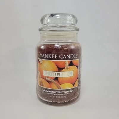 Yankee Candle Tarro Clásico Grande Calabaza Especiada 22 OZ Banda Negra Nuevo y Sin Quemar Foto 1 de 4