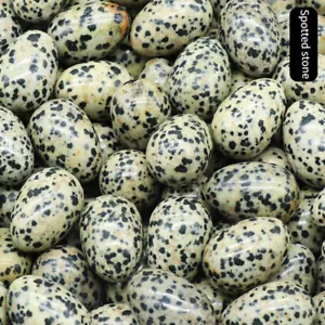 100pcs Natural Spotted Stone Egg Crystal Carved Healing Gem Reiki No Hole - Picture 1 of 6