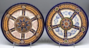 1930s HB Quimper Breton Broderie Pattern plate pair - Picture 1 of 7