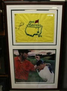 Tiger Woods "IN PERSON" Signed 2000 Masters Flag Custom Framed and Triple Matted - Picture 1 of 8
