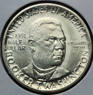 1951 Booker T. Washington Silver Commemorative Half Dollar - Choice BU ~ CH-51p - Image 1 of 4