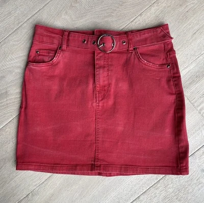 Red Denim Skirt (size 10/EUR38), Stretchy & Comfy, Summer Beach Festival ready! - Image 1 of 4
