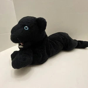 Black Panther Plush Stuffed Animal Blue Eyes 16 Inches Long  - Picture 1 of 4
