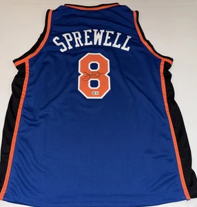 Latrell Sprewell New York Knicks signed Custom jersey Beckett Witnessed COA - Picture 1 of 4