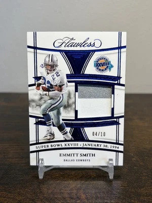 2023 Panini Flawless NFL Super-Bowl Swatches Patch Emmitt Smith Sapphire /10 - Image 1 of 4