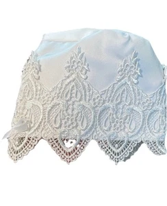 Baby Satin White Sun Hat Eyelet Christening/Baptism Bonnet Newborn 0-3 Mths Lace - Picture 1 of 6
