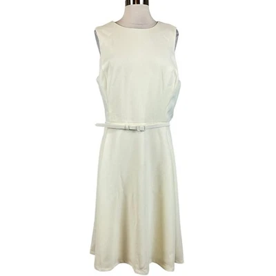 Vestido de cóctel Ralph Lauren para mujer talla 16 blanco marfil sin mangas ajuste y acampanado Foto 1 de 4