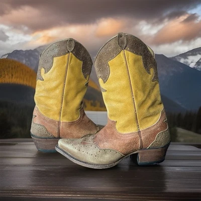 Mujer Botas Vaqueras Justin, Marrón Puntera de Zorro Tacón, Vintage Mujer 8 Foto 1 de 4