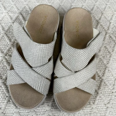 Vionic Uptown Sunset Sandals Women's 7 Wide Snake Print Criss Cross Slide - Image 1 of 4