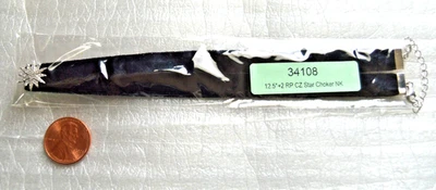 Black Velvet Choker with CZ Star Pendant #jewelry #necklace #fashion - Image 1 of 3