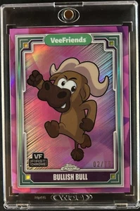 VeeFriends Bullish Bull Pink Refractor #2/75 Topps Chrome Series 2 Rare Card - Picture 1 of 2