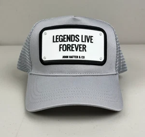 John Hatter & Co GRAY/Black/White Trucker Hat - LEGENDS LIVE FOREVER SWEDEN - Picture 1 of 5