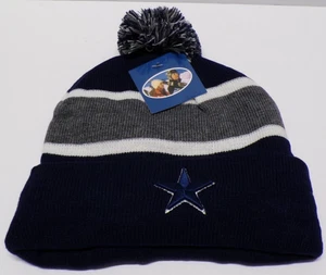 Cappello Pom Pom Invernale Dallas Cowboys Beanie Blu, Grigio e Bianco Taglia Adulto con Fodera - Foto 1 di 4
