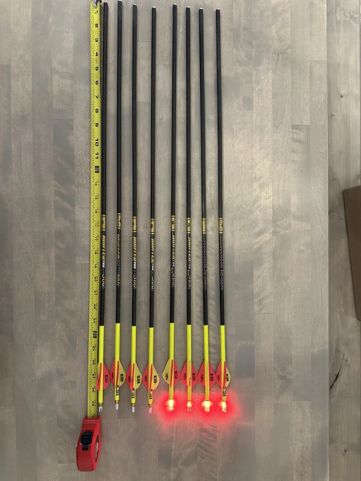 8x Used Gold Tip Hunter Pro 300 Spine 29.5” Cut / Wrapped & Fletched Knock Light - Image 1 of 4
