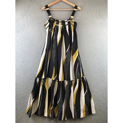 ANTHROPOLOGIE Square-Neck Waistless Midi Dress, Black Motif, Size XS - Image 1 of 4