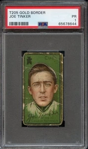 1911 T-205 Gold Border Joe Tinker PSA 1 Polar Bear Back HOF Chicago Cubs 8644 - Picture 1 of 2