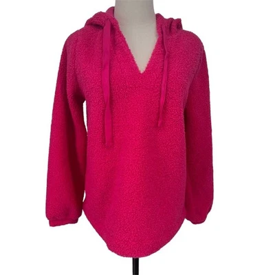 Suéter pulôver feminino Loft rosa com capuz tamanho S camisa colorida sólida NOVO - Imagem 1 de 4