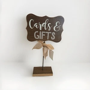 14 In X 8 In NEW Standing Cards & Gifts Sign Farmhouse Wood Wedding Birthday - Picture 1 of 2