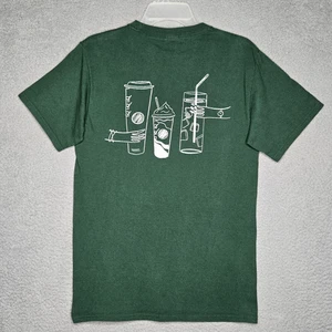 Starbucks Coffee Drinks Graphic T Shirt - Men's Adult S - Dark Green 100% Cotton - Picture 1 of 10