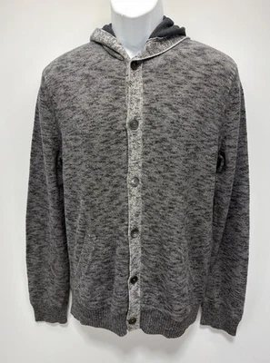 Cárdigan con capucha EXPRESS para hombre con botones completos, gris jaspeado talla L 100 % algodón Foto 1 de 4