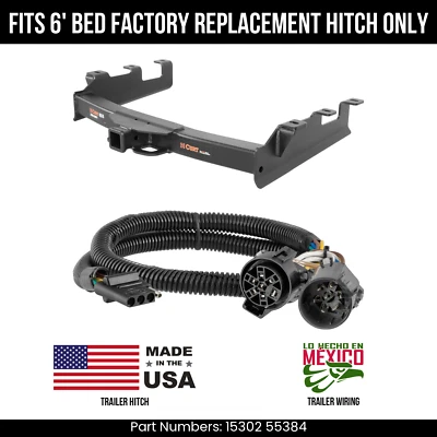 For 2007 Silverado 2500HD Trailer Hitch w/ 4Pin Wiring 6' bed OE repl hitch Curt Foto 1 de 4