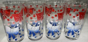 Bicchieri Vetro Federale Vetro Set di 4 Nastro Blu Fiocco Patriottico 4 3/4” Vintage - Foto 1 di 16