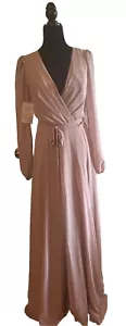 BHLDN Jenny Yoo Idris Kleid Größe 8 rosa Chiffon Wickel gefüttert Neu mit Etikett Hochzeit formell - Bild 1 von 13