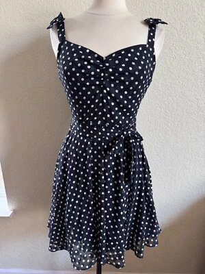 Mini Vestido BabyDoll Vintage Betsey Johnson Negro Blanco Lunares Talla 2 Y2K Acogedor Foto 1 de 4