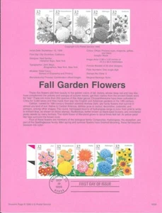 #9538 32c Fall Garden Flowers #2997a USPS Souv Pg w/red & Black Points - Picture 1 of 1