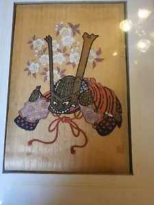 Pintura a tinta enmarcada enmarcada firmada por Asia de colección sobre bambú? Pino? - Imagen 1 de 2